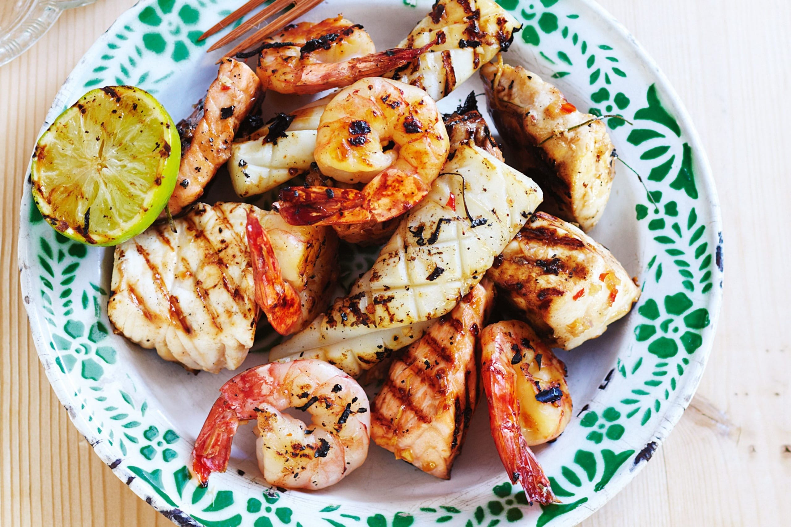grilled seafood on the BBQ