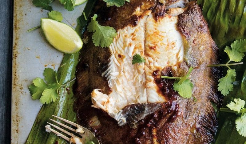 grilled halibut on the BBQ
